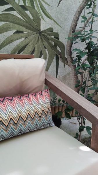 Missoni Desen Somon Mavi Dekoratif Bel Yastığı