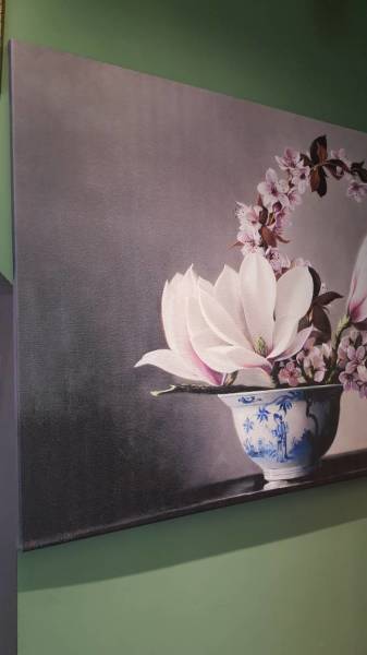 Çini Vazoda Manolya Çiçekler Kanvas Tablo