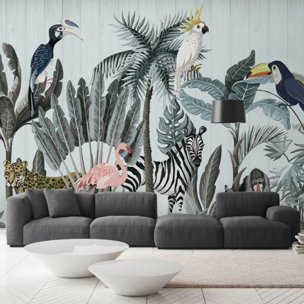 Zebra Papağanlar Leopar Duvar Kağıdı