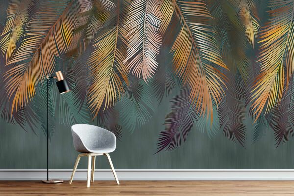 Sarkan Renkli Palmiye Yaprakları Duvar Kağıdı