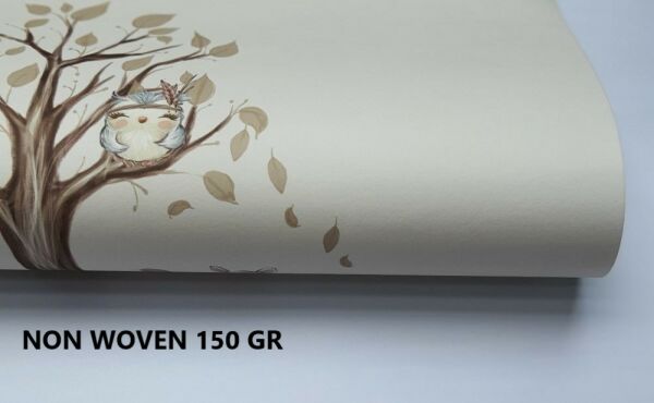 Gri Zeminde Sakura Ağaçları Kuşlar Duvar Kağıdı