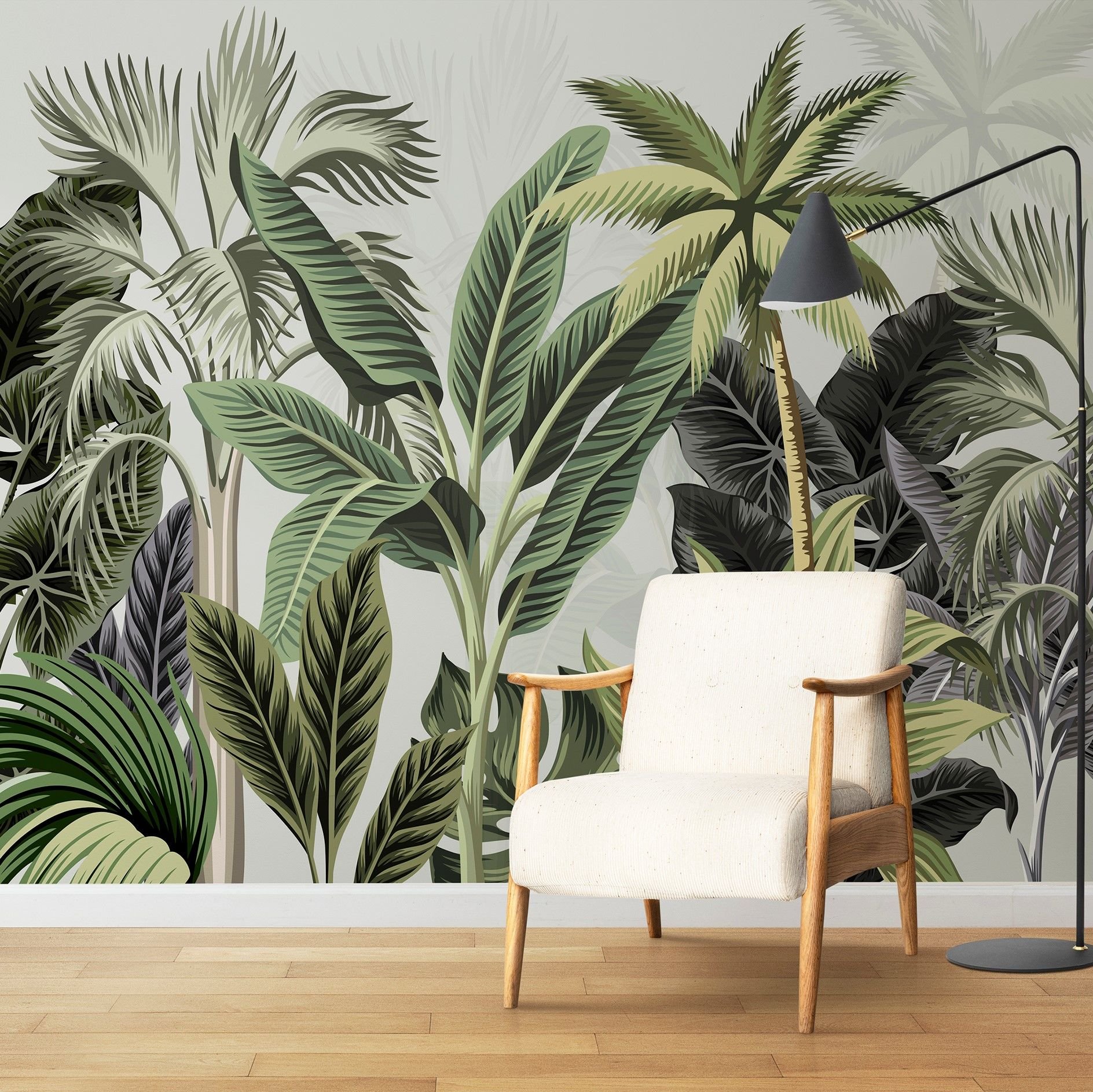 Palmiye Ağacı Ve Tropik Yapraklar Duvar Kağıdı