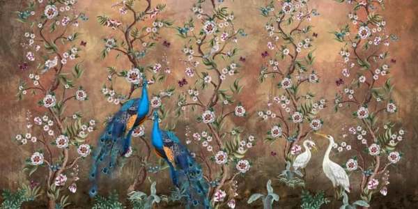 Uva Tavuskuşu Çiçekler ve Kuşlar Duvar Kağıdı