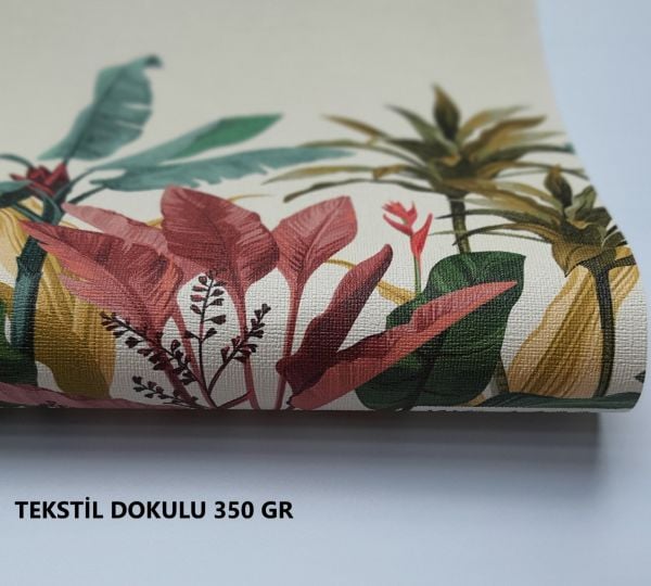 Sepya Zemin Tropik Yapraklar Tasarım Duvar Kağıdı