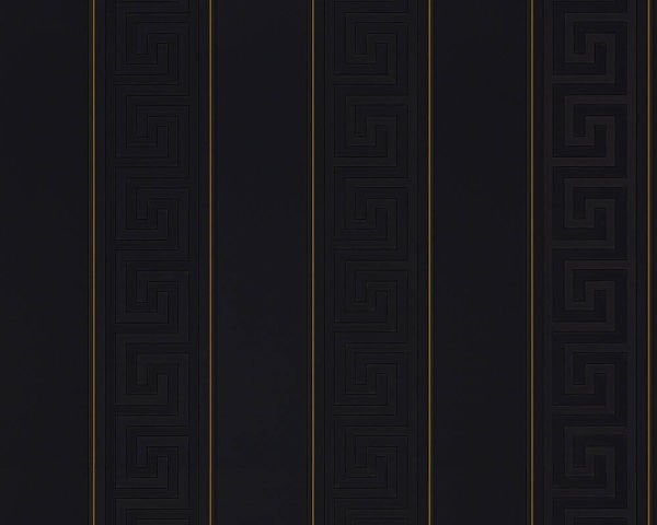 Versace Greek Key Stripe Siyah Duvar Kağıdı