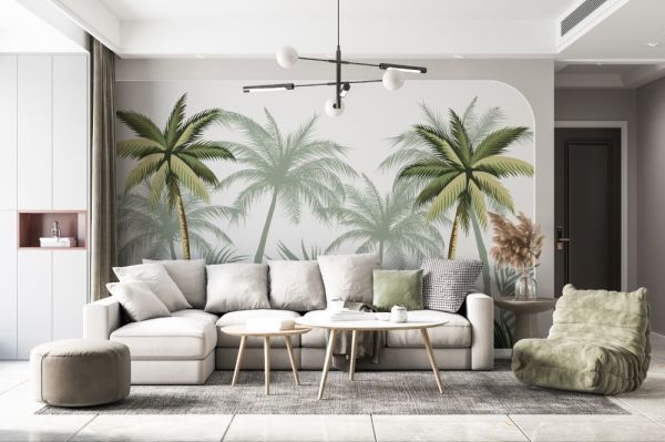 Tropik Palmiye Ağaçları Gölgeli Duvar Kağıdı