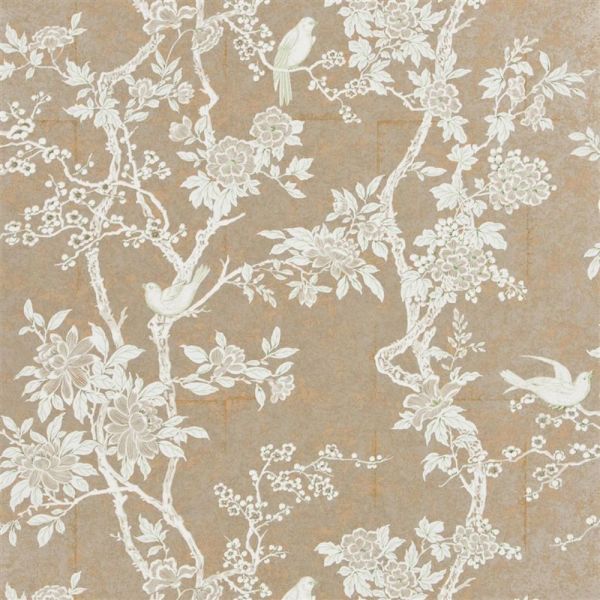 Marlowe Floral Sedef Doku Kuşlar Çiçekler Duvar Kağıdı