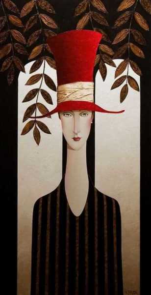 Kırmızı Şapkalı Kadın Kanvas Tablo