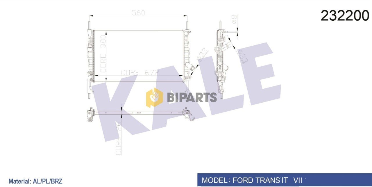 Ford Radyatör Brazing (-Ac) Transit V.347 2.4 06>09 6C11 8005 AD