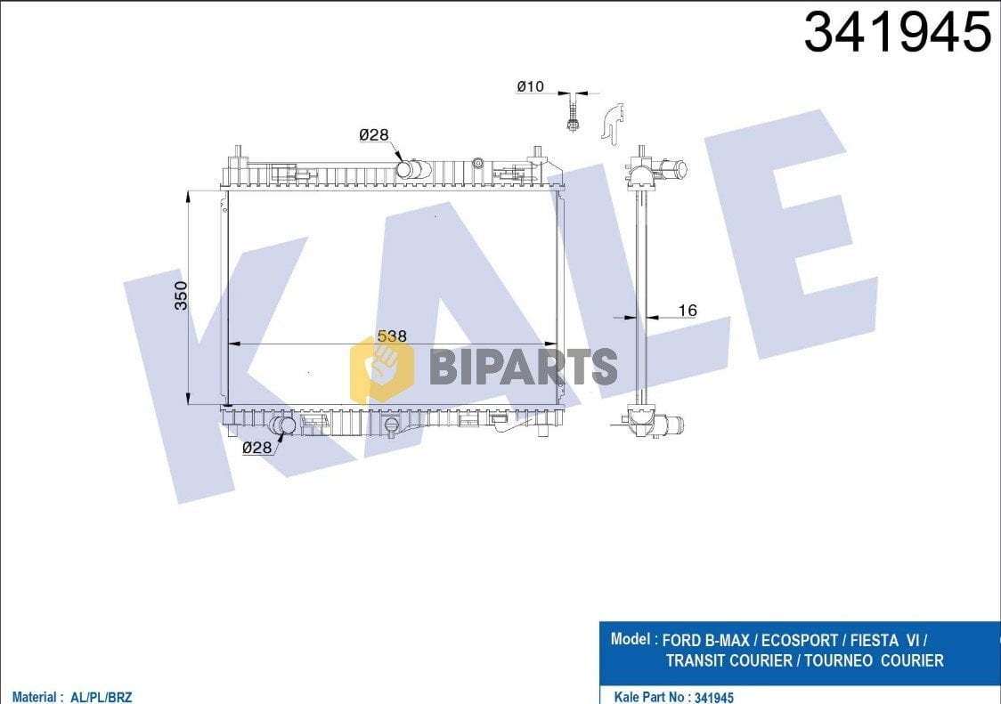 Ford Radyatör ( Brazing )Fiesta 1.4Tdci 08>Courier B460 8V51 8005 DG