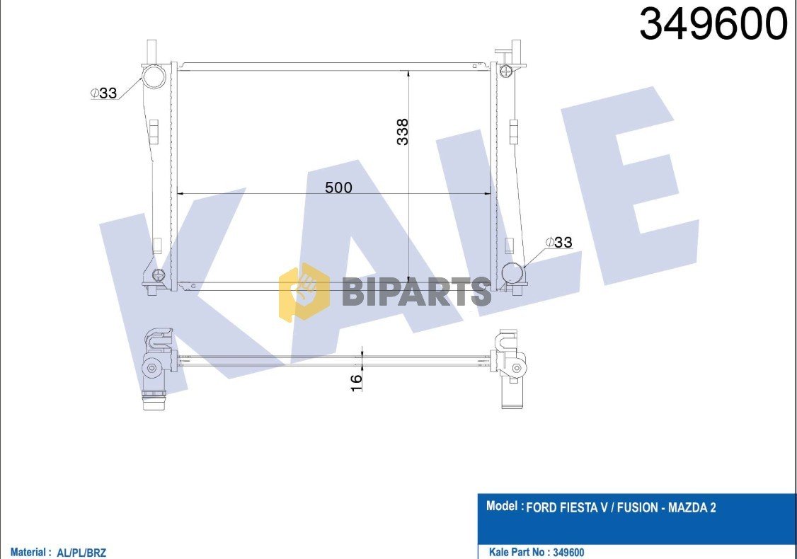 Ford Radyatör ( Brazing ) Fiesta 1.4 Benzinli 02> 4S6H 8005 DA
