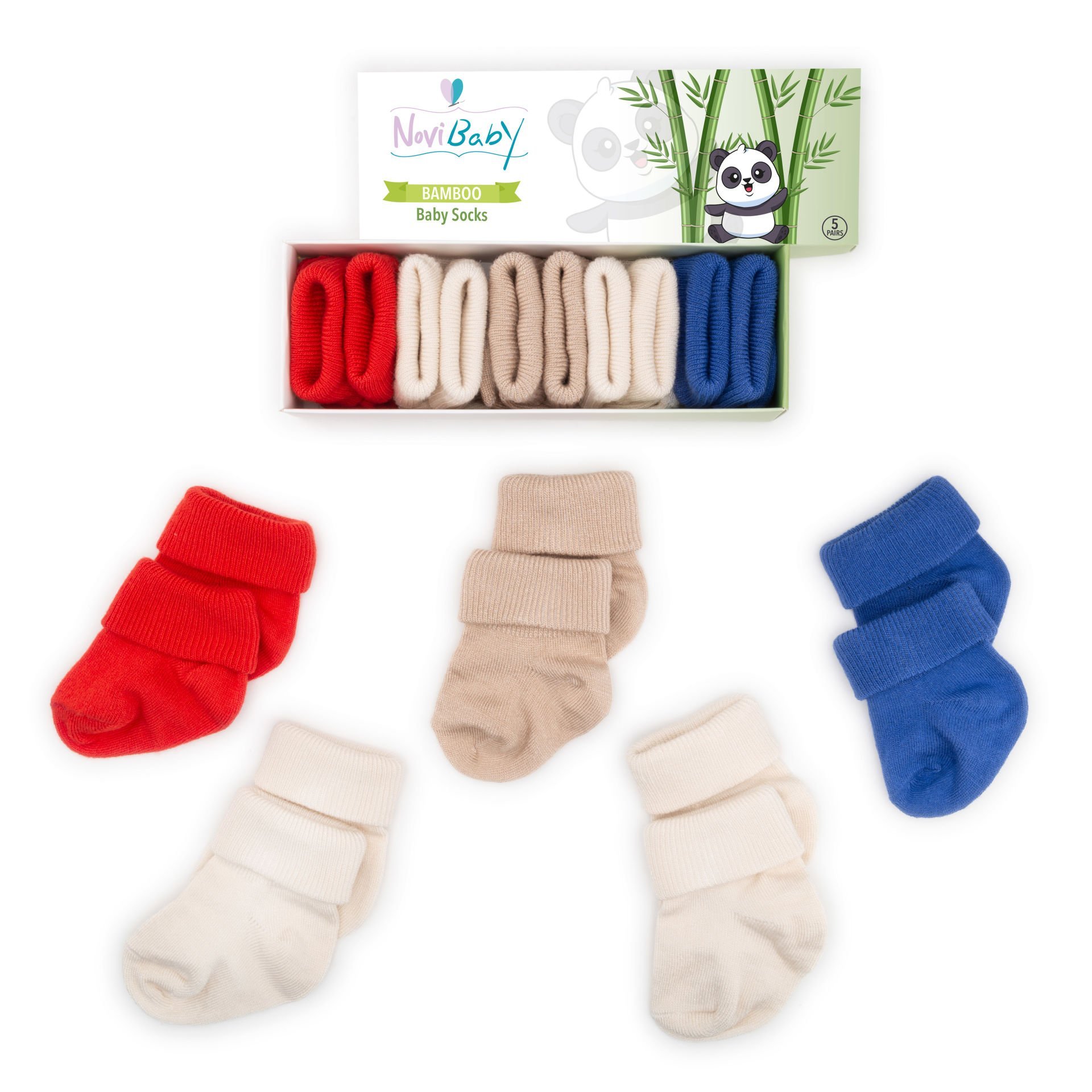 Novibaby 5'li Bambu Bebek Çorap I Sailor I 0-6 ay I Yenidoğan Kız Erkek Bebek Çorabı