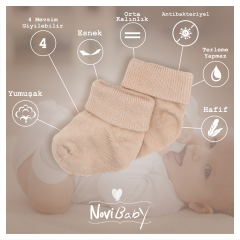 Novibaby 5'li Bambu Bebek Çorap I Pinky I 0-6 ay I Yenidoğan Kız Erkek Bebek Çorabı