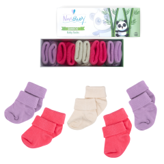 5'li Bambu Yenidoğan Bebek Çorap I Pinky Rose I Kız Erkek Bebek Çorabı