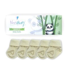 Novibaby 5'li Bambu Bebek Çorap I Ecru I 0-6 ay I Yenidoğan Kız Erkek Bebek Çorabı