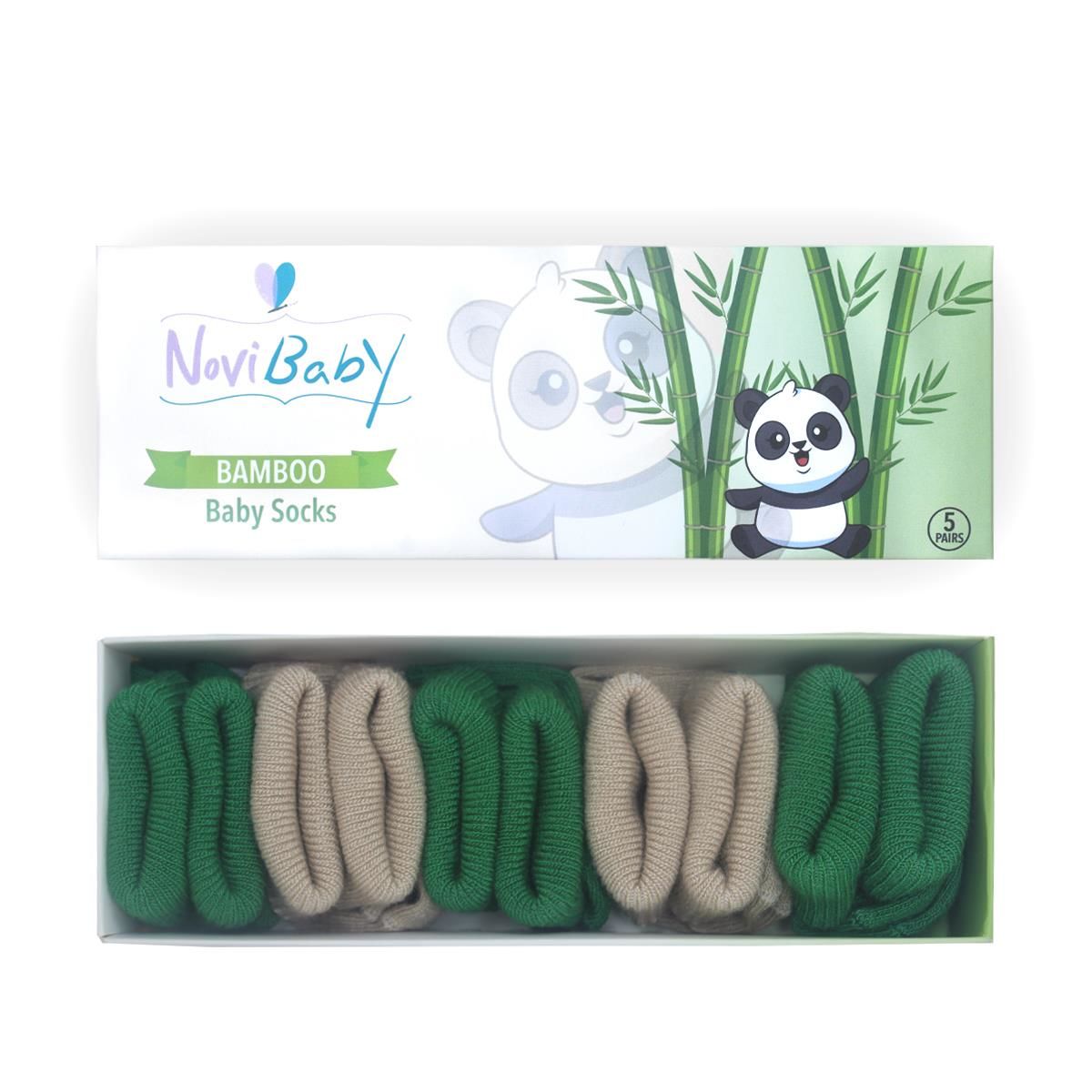 Novibaby 5'li Bambu Bebek Çorap I Greeny I 0-6 ay I Yenidoğan Kız Erkek Bebek Çorabı