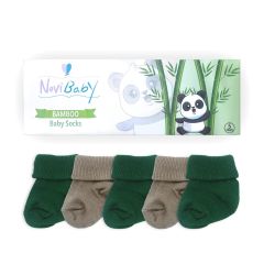 Novibaby 5'li Bambu Bebek Çorap I Greeny I 0-6 ay I Yenidoğan Kız Erkek Bebek Çorabı