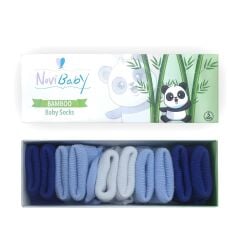 Novibaby 5'li Bambu Bebek Çorap I Mix Blue I 0-6 ay I Yenidoğan Kız Erkek Bebek Çorabı