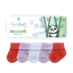 Novibaby 5'li Bambu Bebek Çorap I Purple Orange I 0-6 ay I Yenidoğan Kız Erkek Bebek Çorabı