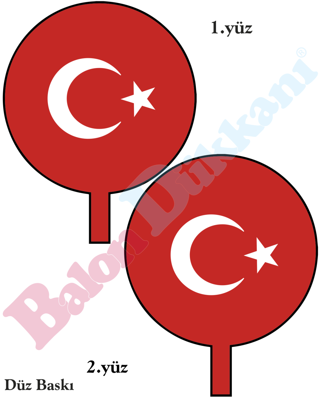 1 adet 27 inch Ay Yıldız Düz Baskılı Balon 145 TL + KDV