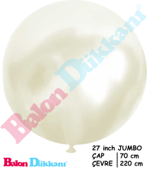 27 inch Jumbo Balon Metalik Beyaz Balon