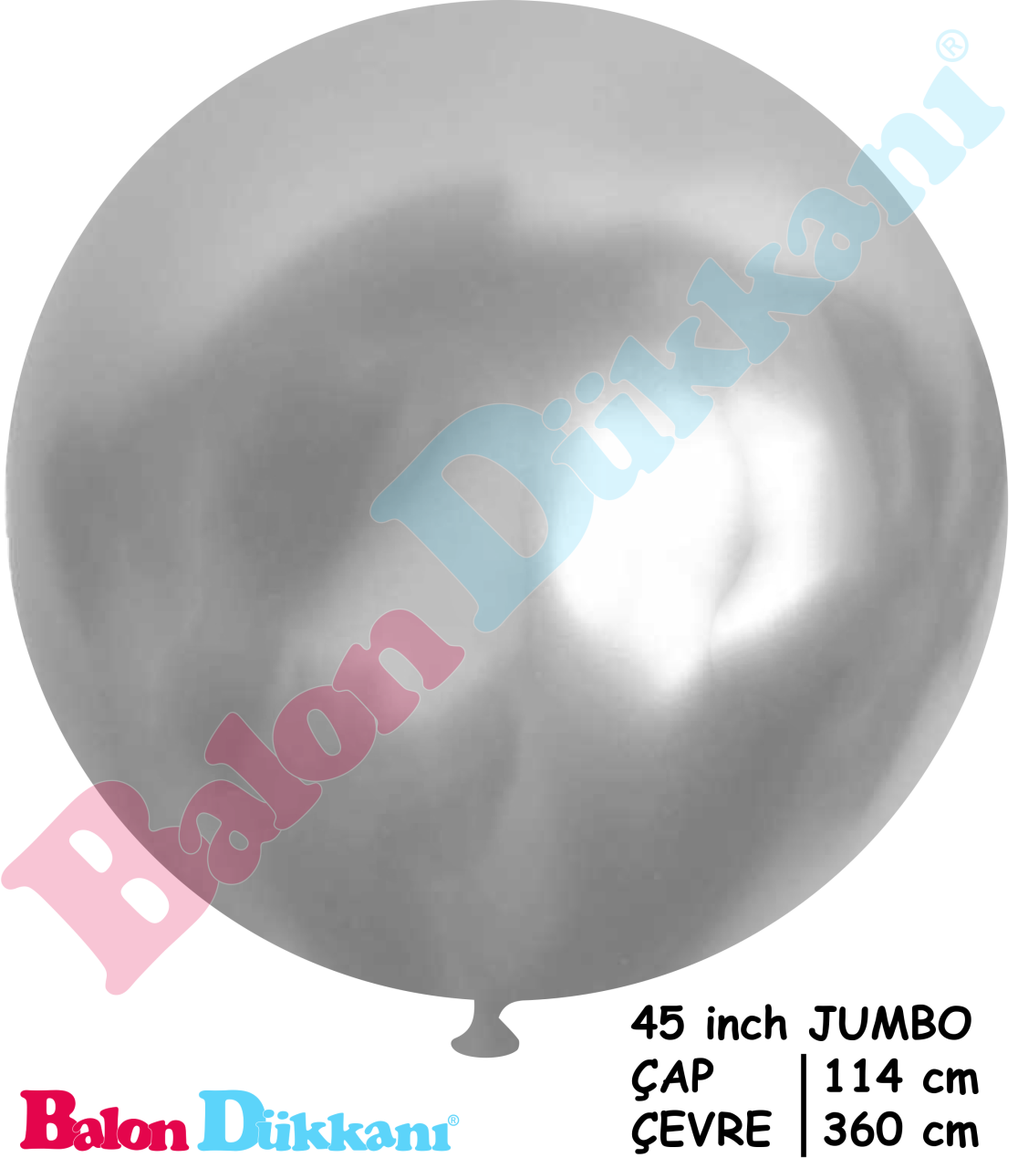 45 inch Jumbo Balon Metalik Gümüş
