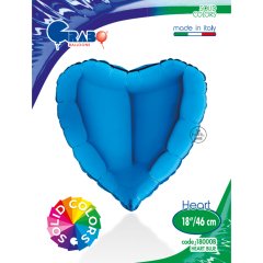 18 inch 46 cm Mavi Kalp Folyo Balon