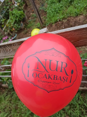 14 inch Reklam Baskılı Lastikli Punch Balon 1+1 Çift Yüze Tek Renk Baskılı