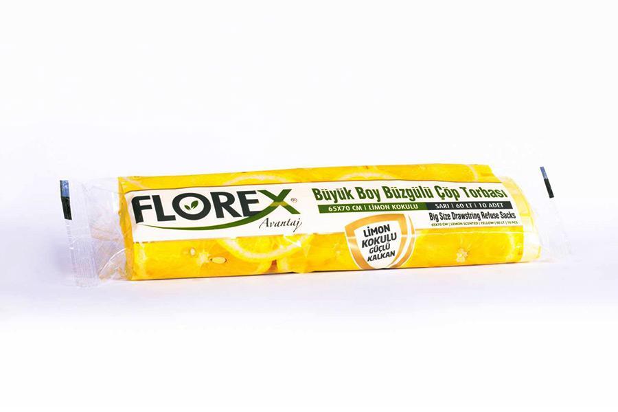 Florex Limon Kokulu Büzgülü Büyük Boy Çöp Torbası