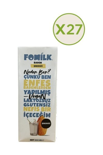 Fomilk Şekersiz Badem Sütü 200 Ml X 27