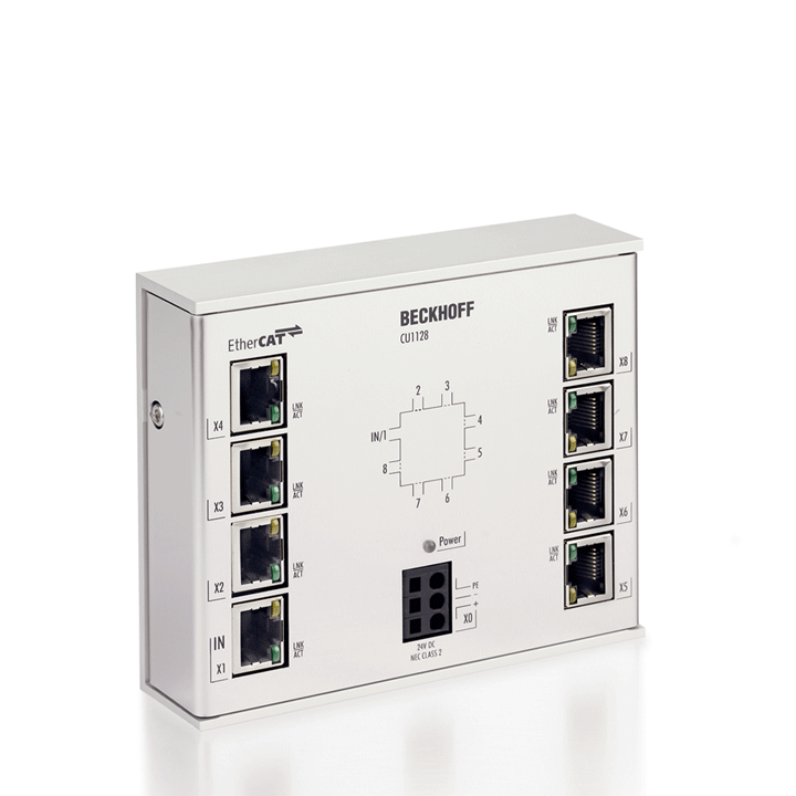 Beckhoff CU1128 EtherCAT Bağlantı, 8 Bağlantı Noktalı, RJ45