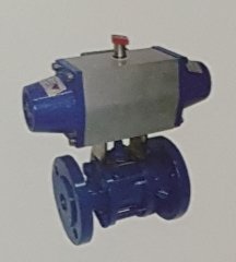 DN 40 TEK ETKİLİ PNÖMATİK ATUATÖRLÜ KÜRESEL VANA TAM GEÇİŞLİ KARBON ÇELİK (FLANŞLI)