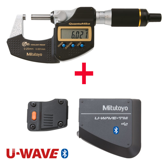 Mitutoyo PROMO004 Dijital Mikrometre QuantuMike IP65 0-25 mm U-WAVE-TMB dahil Bağlantı Ünitesi