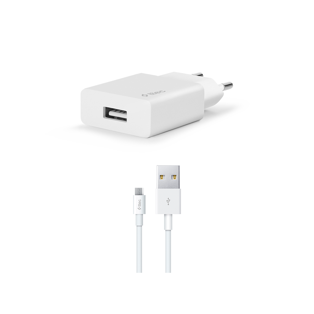 2SCS20MB ttec SmartCharger 2.1A Seyahat Şarj Aleti + Micro USB Kablo Beyaz