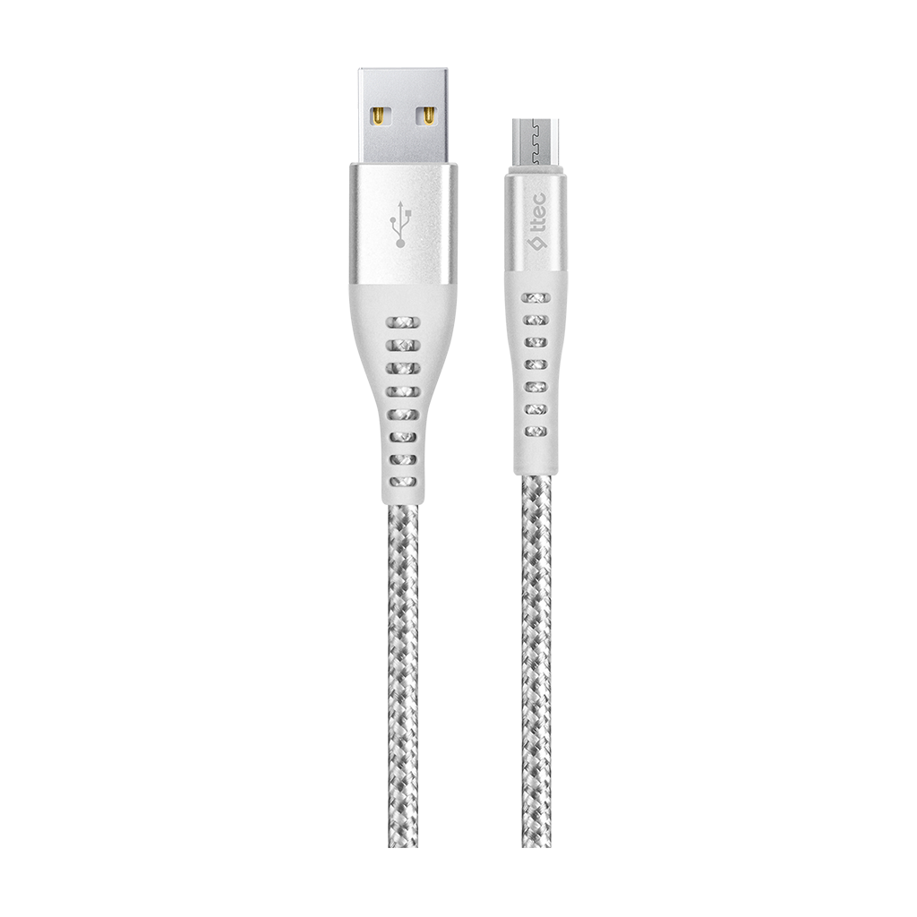 2DKX03MG ttec ExtremeCable Ekstra Dayanıklı Micro USB Şarj Kablosu 150cm Gümüş