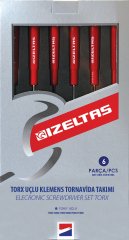 Elektronikçi tip klemens torx uçlu tornavida takımı 6 parça