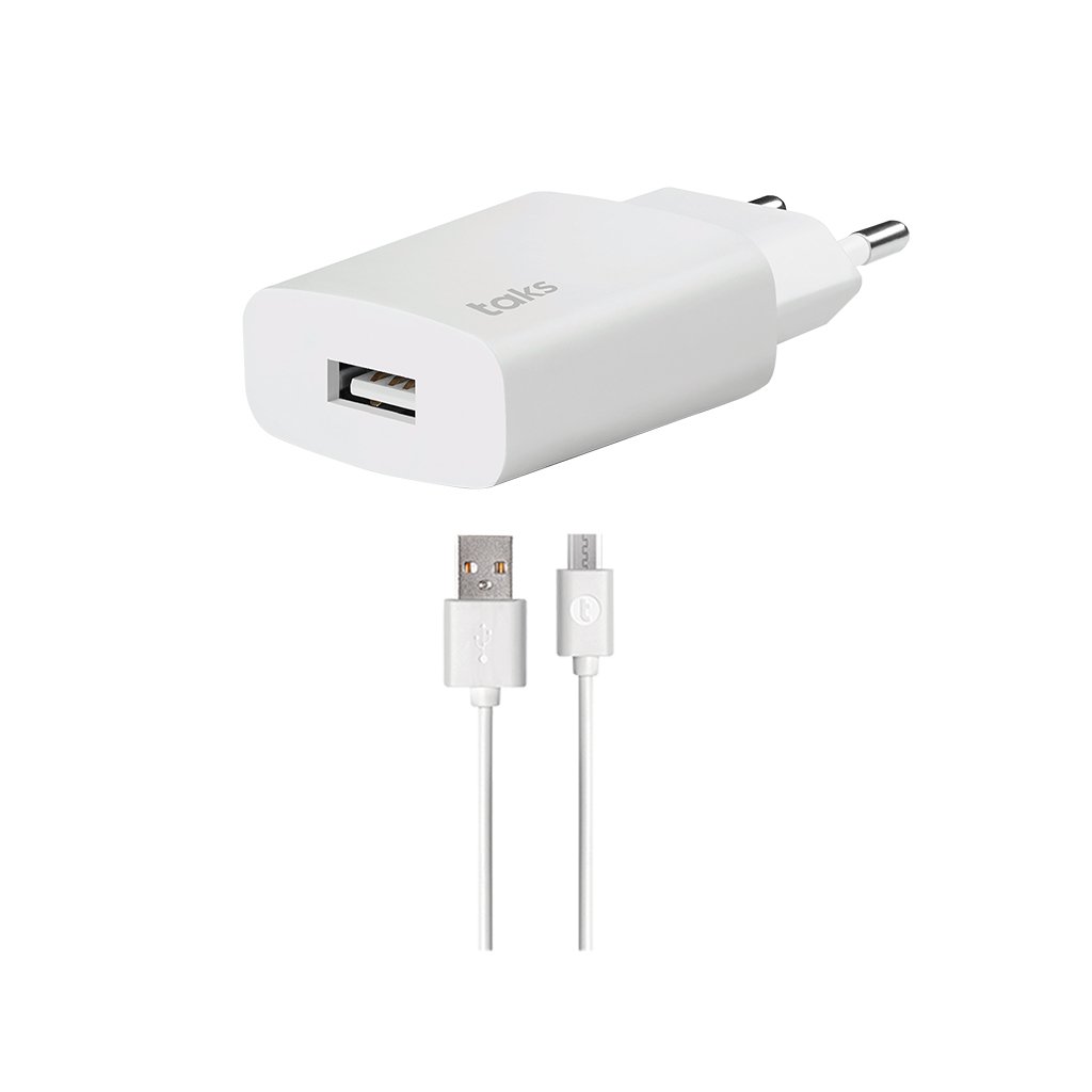 5TS01MB taks TS01 Seyahat şarj aleti 1.5A + MicroUSB kablolu Beyaz