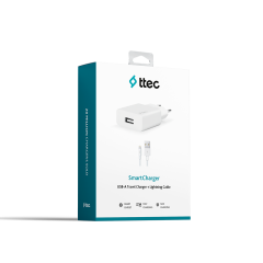 2SCS20L ttec SmartCharger Seyahat Şarj Aleti 2.1A + Lightning Kablo