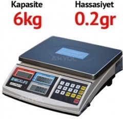 JCS-A Dijital Sayıcı Terazi - Hassasiyet: 0.2 gr. Max: 6 kg.