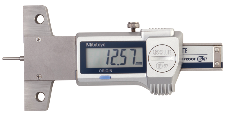 Mitutoyo 571-100-20 Dijital ABS Lastik Diş Derinliği Ölçer IP67 0-25 mm, 0,01 mm