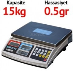 JCS-A Dijital Sayıcı Terazi - Hassasiyet: 0.5 gr. Max: 15 kg.