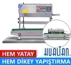Hualian FRB 770 II Hem YATAY Hem DİKEY Yürüyen Bantlı Otomatik Folyo ve Naylon Yapıştırma Makinası