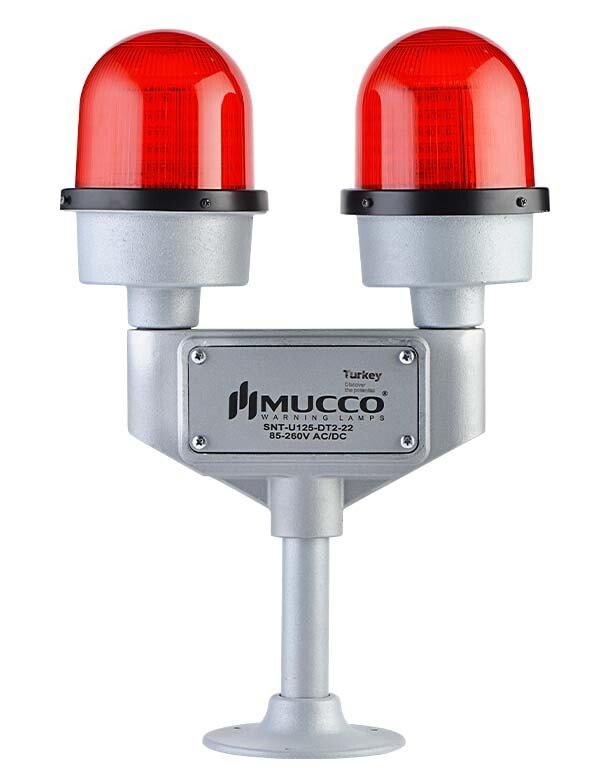 Mucco İki Kollu Kollu Uçak İkaz Lambası Flaşör / Sabit Işık