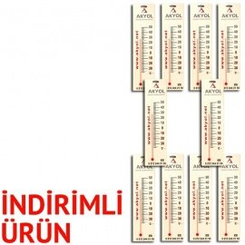 10 ADET Küçük Tip Promosyon Ahşap Oda Termometresi