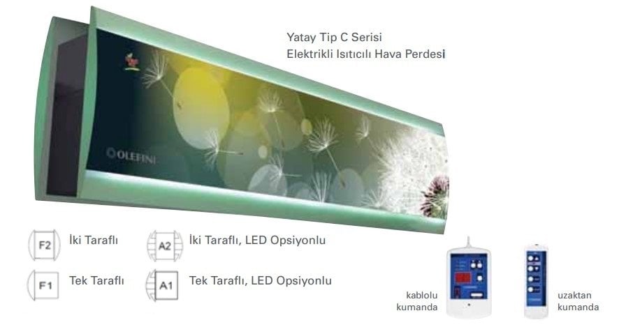 OLEFINI ELEKTRİKLİ ISITICILI HAVA PERDELERİ Dekoratif Tip C Serisi