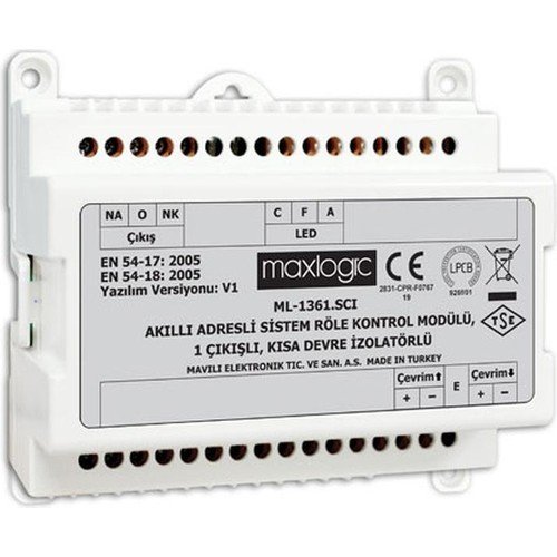 Mavili ML-1361.SCI/M Maxlogic Adresli Röle Kontrol Modülü, Kısa Devre İzolatörlü, Marin