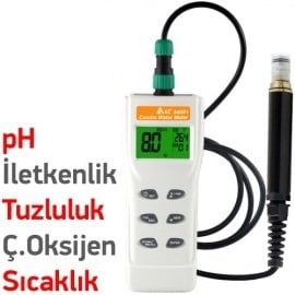 AZ 84051 Combo Su Kalite Ölçüm Seti (PH, İletkenlik, Tuzluluk, Çözünmüş Oksijen ve Sıcaklık)