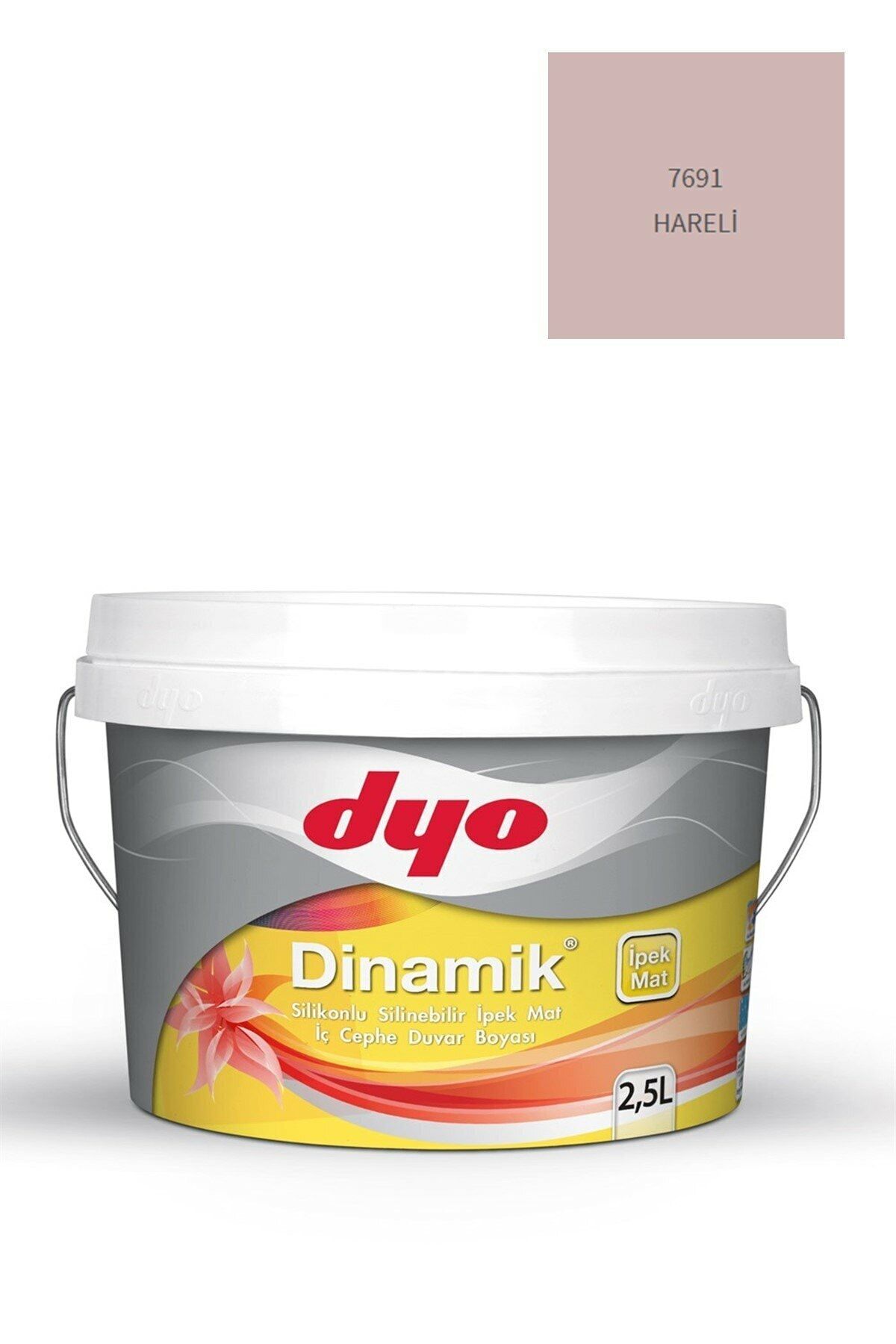 Dinamik Silikonlu Silinebilir Ipek Mat Iç Cephe Duvar Boyası 7691 Hareli 2,5 Lt