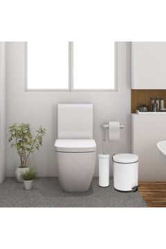 2 Li Çöp Kovası Banyo Seti Beyaz
