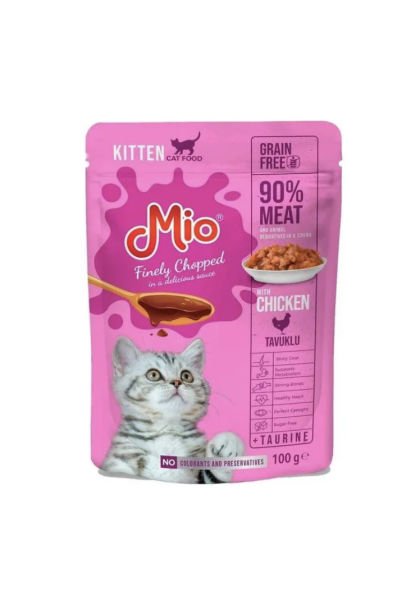 MİO YAŞ KEDİ MAMASI 100 GR YAVRU TAVUKLU